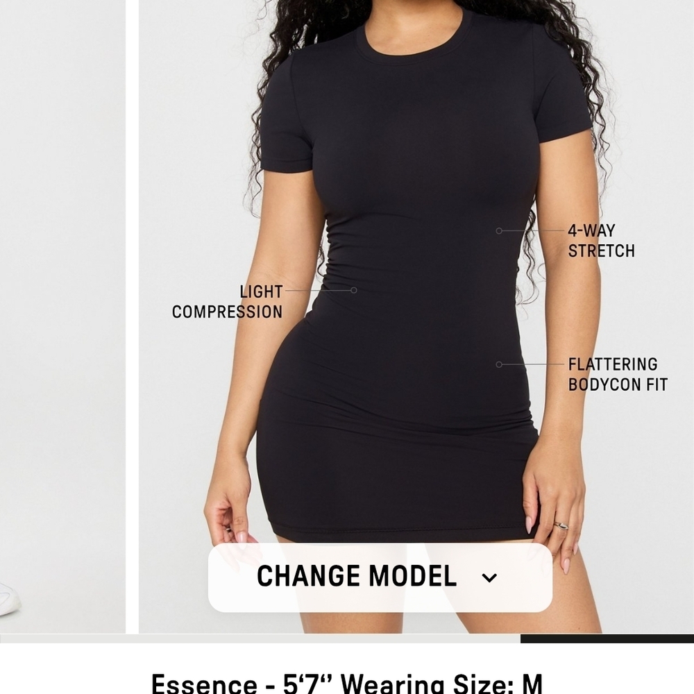 Fabletics Black Short Sleeve Bodycon Mini Dress